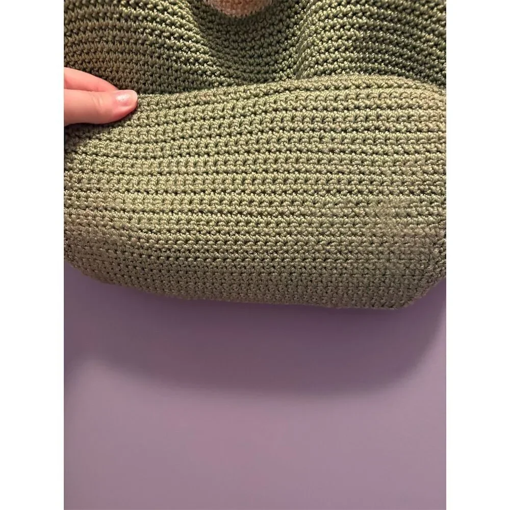The Sak Women's Green Tan Crochet Shoulder Bag Tote - Picture 5 of 11